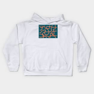 bright orange lines on an emerald background Kids Hoodie